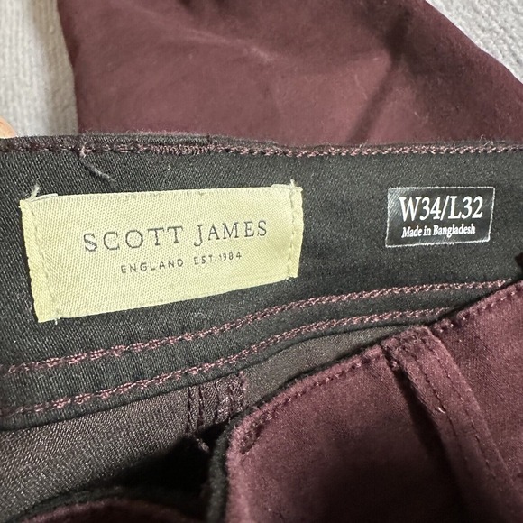 Scott James Mens Slim Fit Jeans 34x32 Purple Wine Stretch Casual - Picture 3 of 10